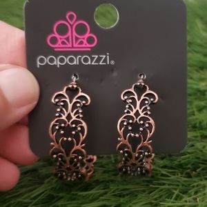 PAPARAZZI COPPER FILAGREE HOOP EARINGS